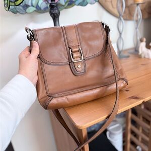 Fossil Tan Leather Crossbody Bag